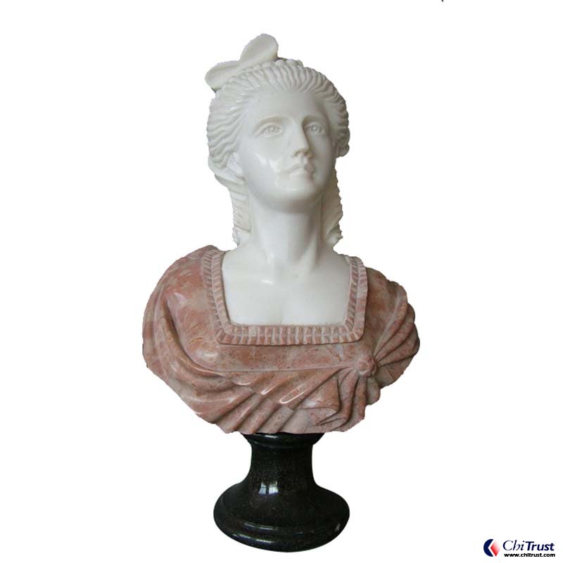 White marble bust head